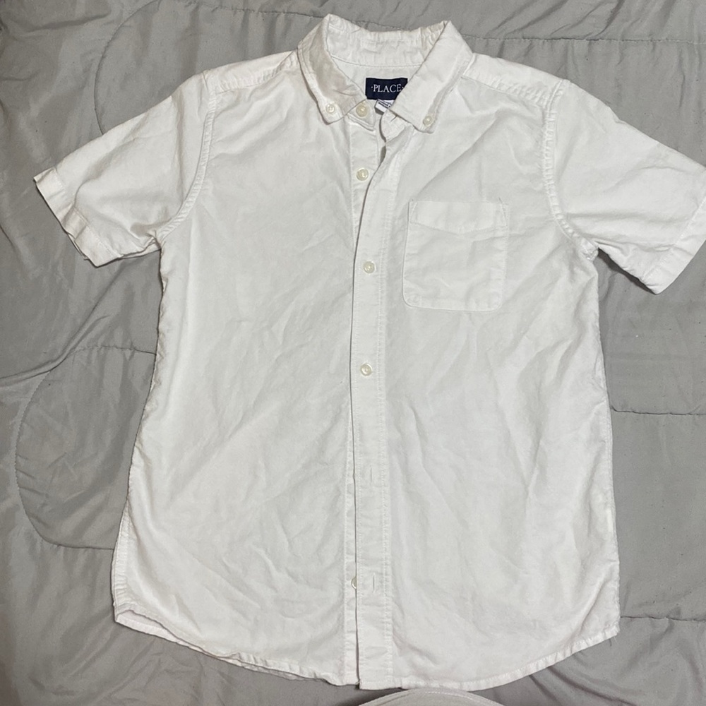 White short sleeve button down
